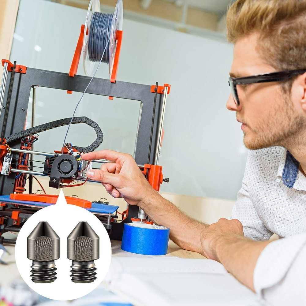 Durable 0.4mm Hardened Steel Nozzle Set - Compatible with Multiple 3D Printers