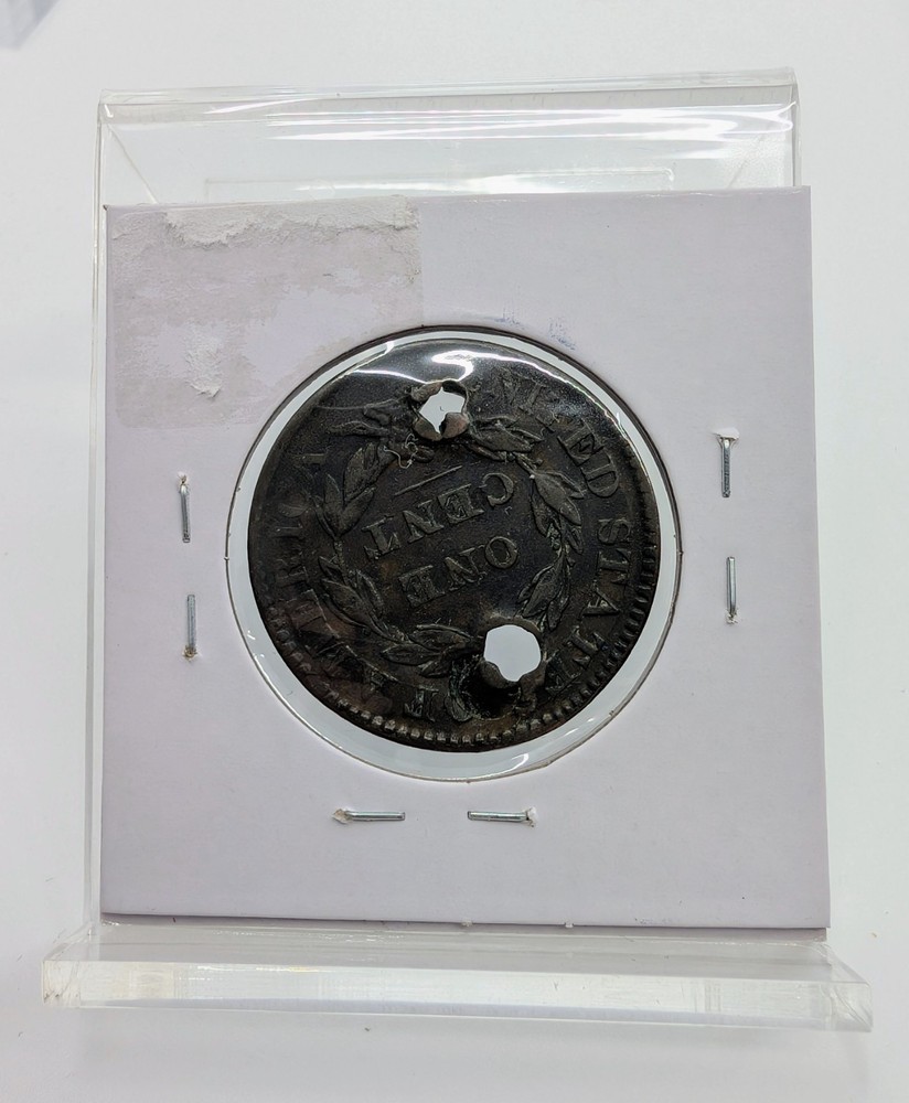 1830- US Coronet Head Large Cent- Holed VF