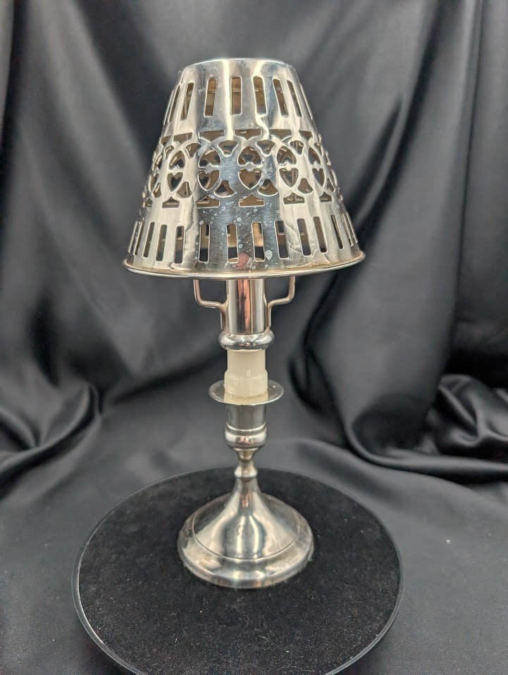 Chrome Candlestick Holder with Shade / Chasher