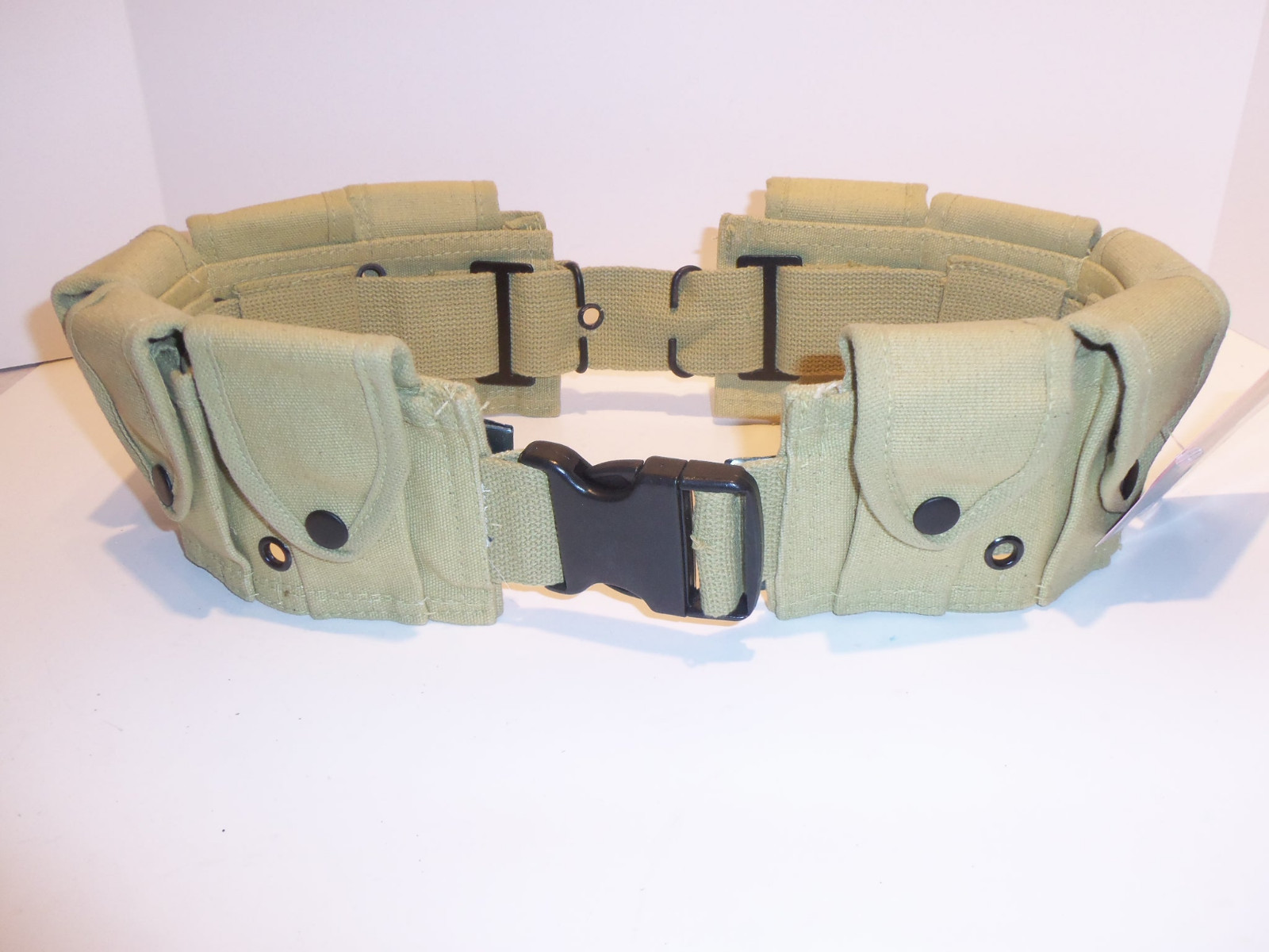 10 Pocket M1 Garand Utility Cartridge Ammo Pouch Canvas Adj Batman Belt - BLACK