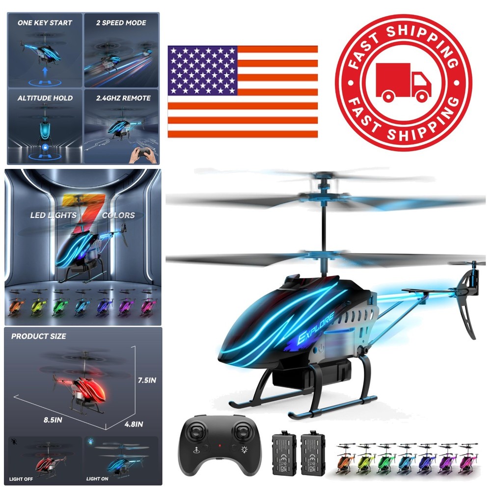 Remote Control Helicopter with 7 LED Light Modes for Indoor Fun and Learning