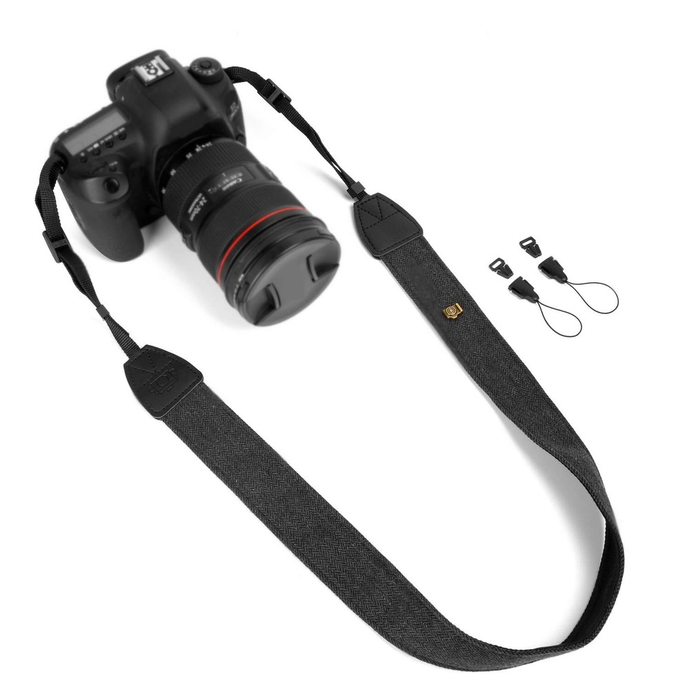 WANBY Camera Strap Black Canvas Neck Shoulder with Quick Black,