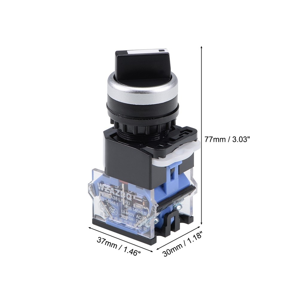 Rotary Selector Switch 2 Positions 2NC Self-Lock Latching AC 600V 10A 2pcs