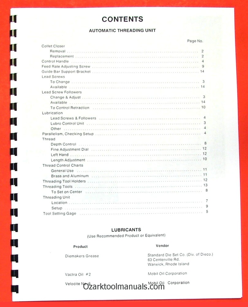 HARDINGE Automatic Threading Model HC-AT Chucking Lathe Operator's Manual 0340