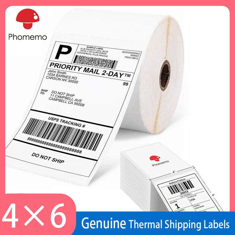 4x6 Thermal Shipping Labels Paper 500/1000X for Zebra & Rollo & Phomemo Printers