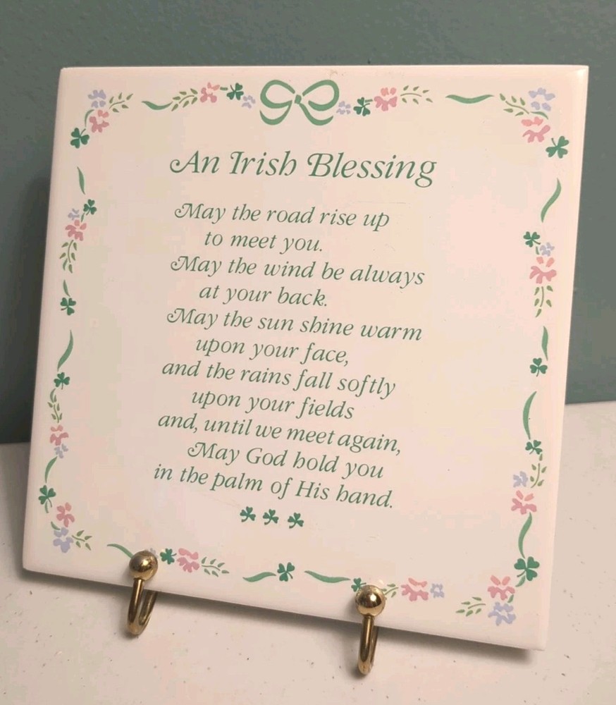 An Irish Blessing Ceramic Tile 6" Square RUSS Cork Backing
