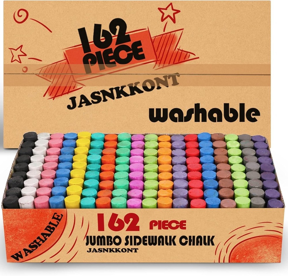 Vibrant Assorted 162-Pack Sidewalk Chalk - Ideal for Playgrounds and Classrooms