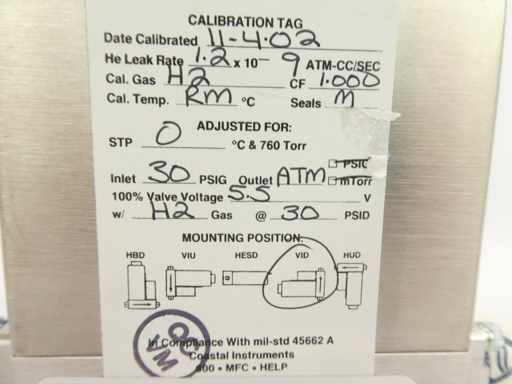 UNIT Instruments UFC-8160 Mass Flow Controller MFC 10 SLM H2 8160 Refurbished