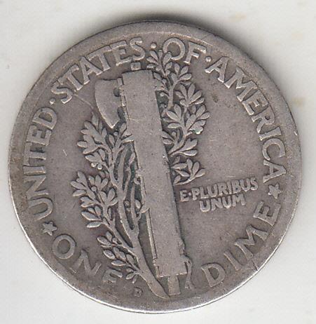KEY DATE 1921-D MERCURY DIME VG+