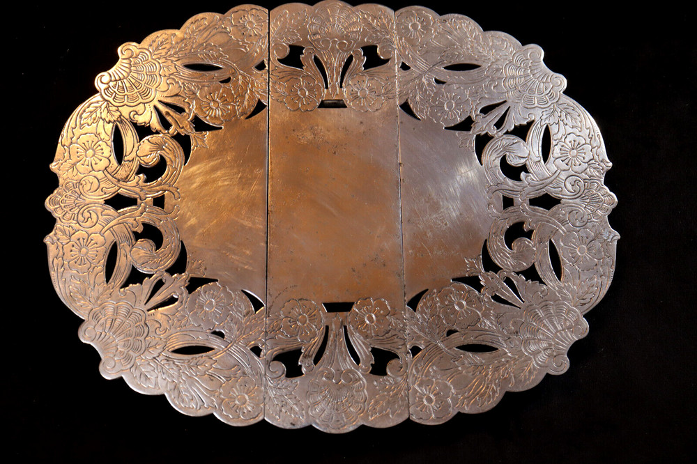 Vintage Poole Silver Co. Silver Plated Etched Expanding Trivet Made In U.S.A