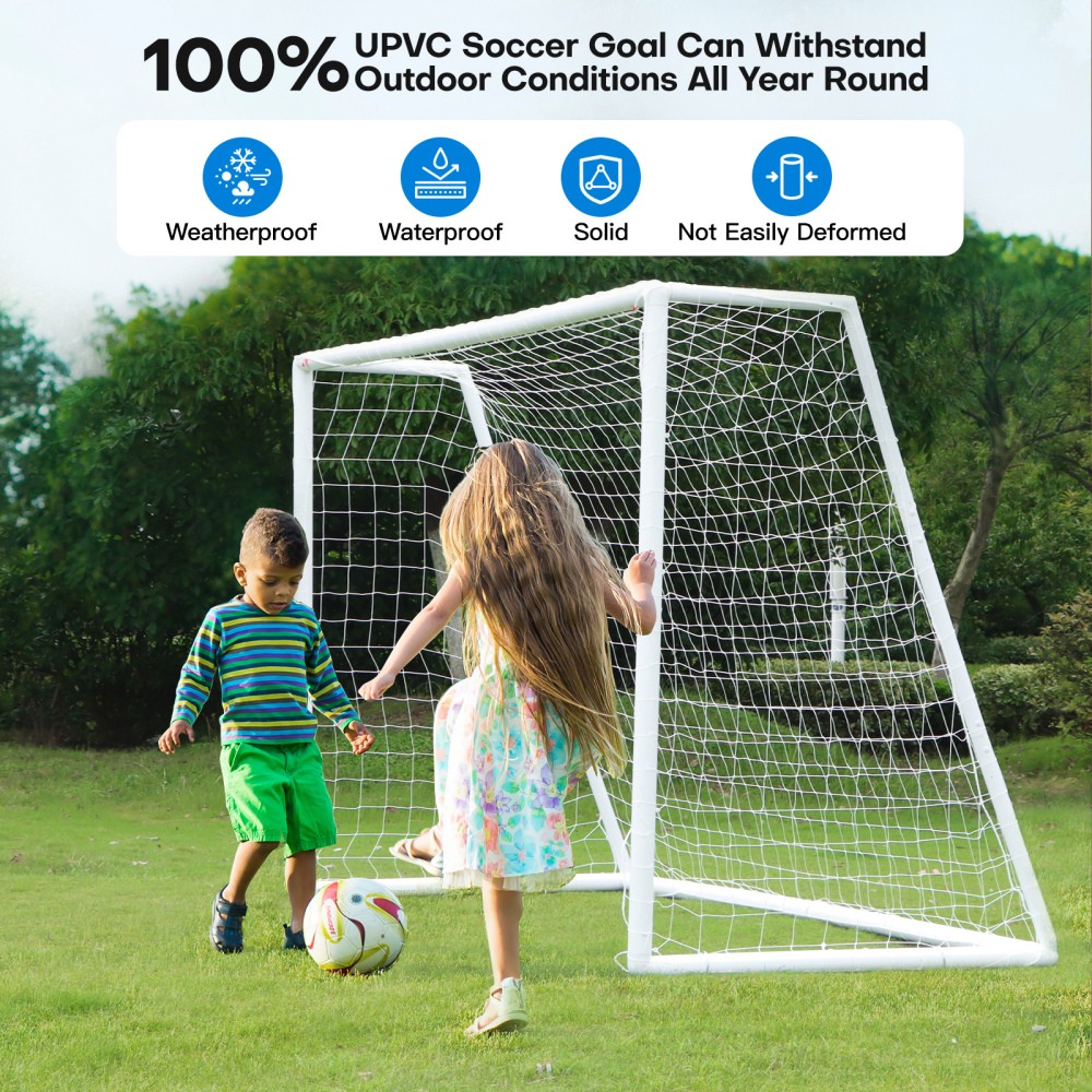 Training Soccer Goal Backyard UPVC Frame Football Goal 6x4ft / 8x5ft / 10x6.5ft