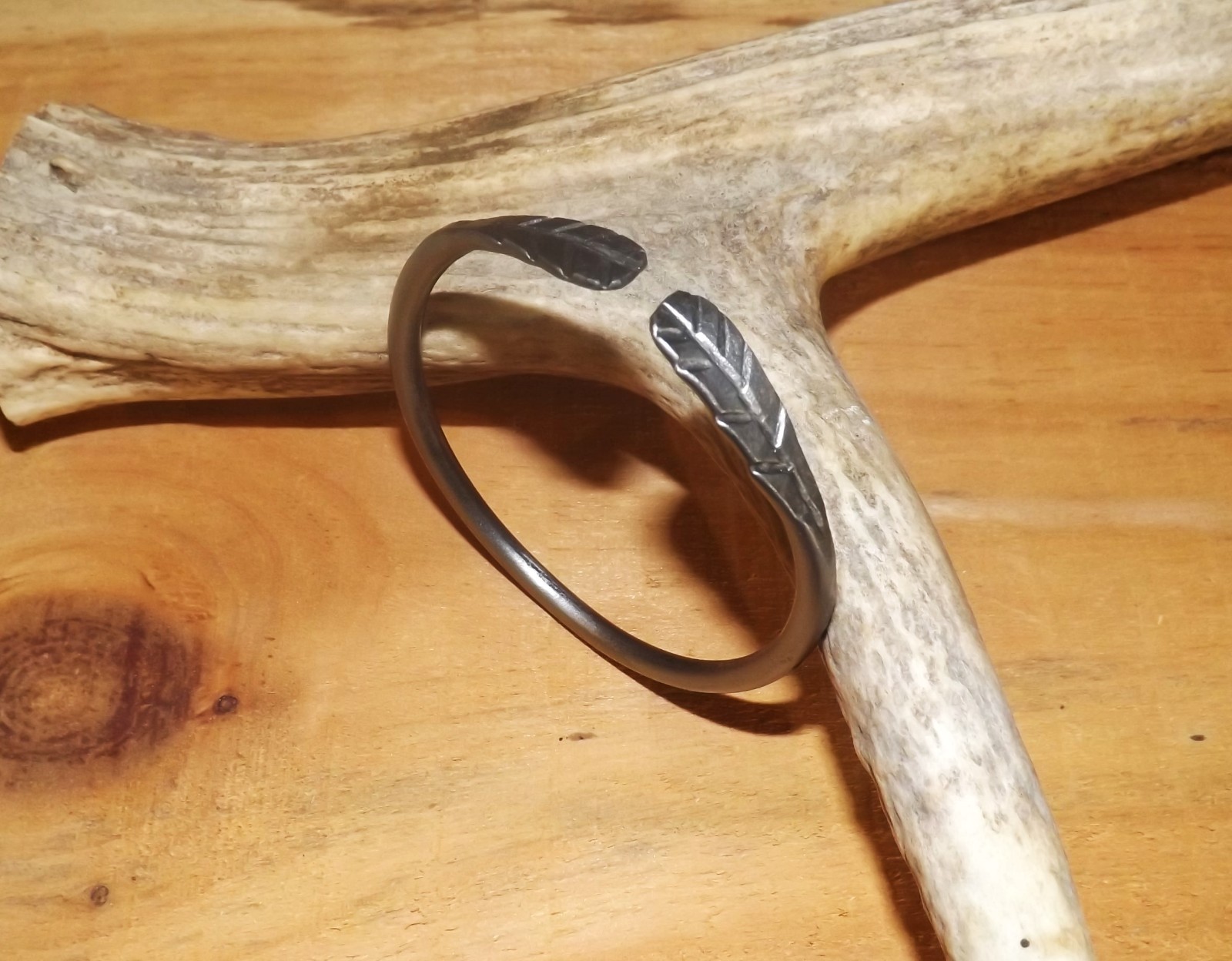 Hand forged iron bangle bracelet size medium