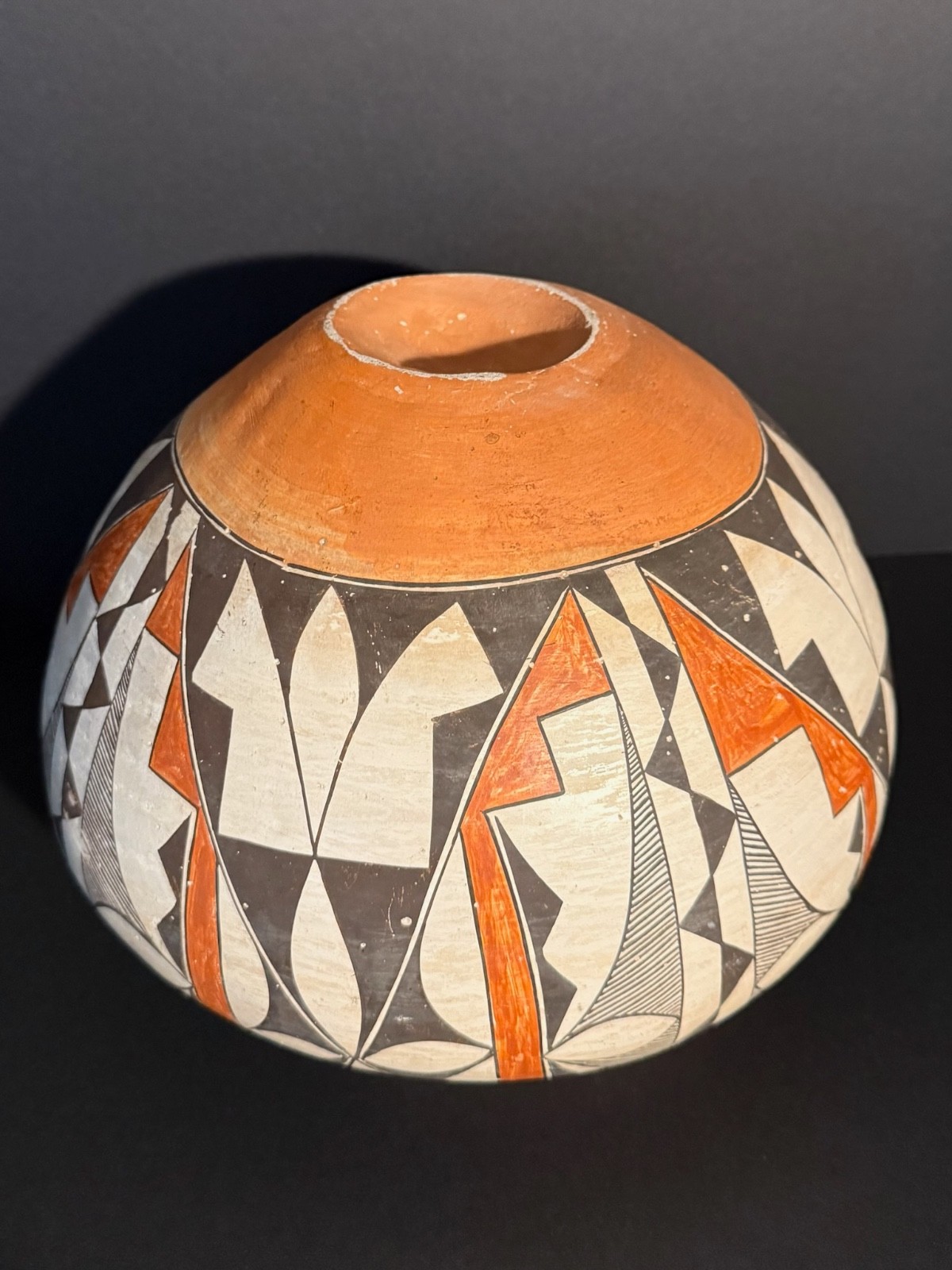 LARGE ACOMA POLYCHROME POTTERY OLLA,BEAUTIFUL PAINT DECORATION,C1900, EXCELLENT!