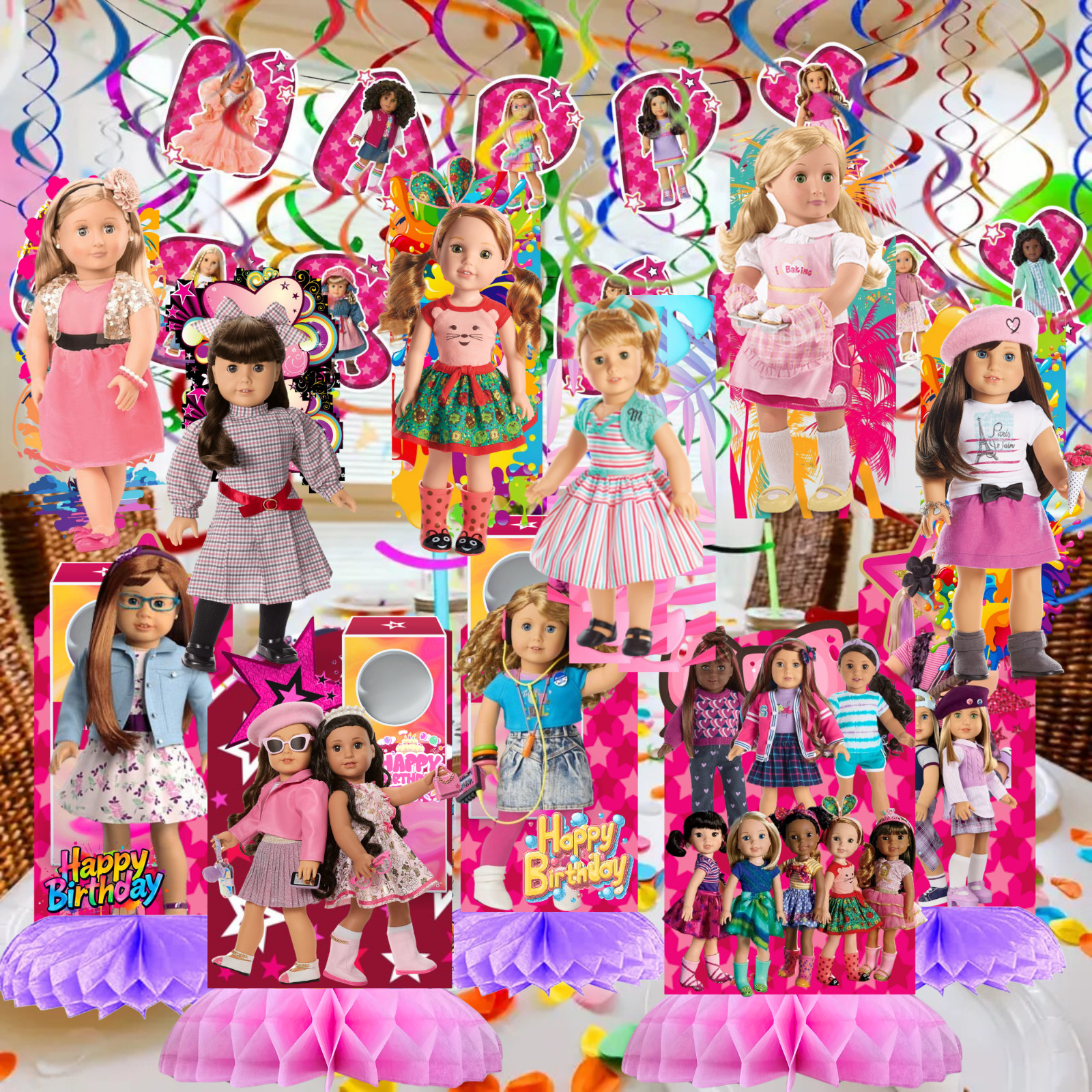 AMERICAN GIRL doll plate birthday party supplies balloon centerpiece decoration