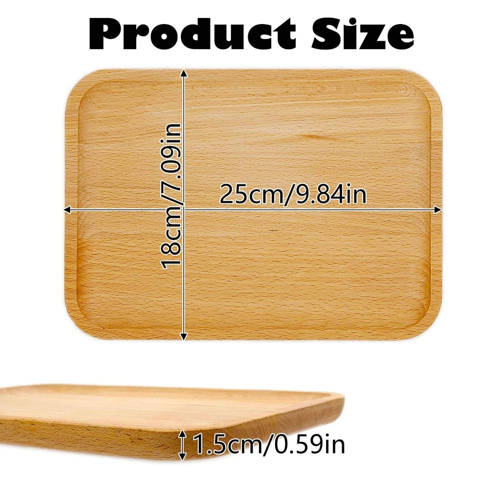 2 Pack Solid Wood Serving Platters Trays Natural Edge Rectangular 10x7 Inch