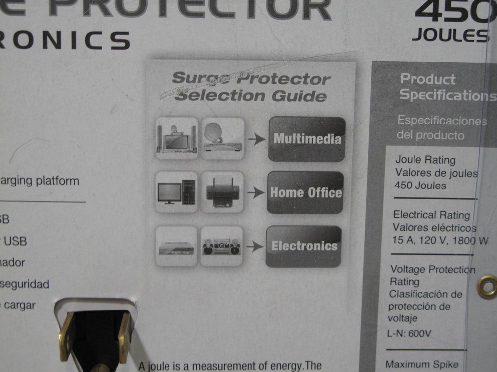 (1) NEW CCI Colman Electronics Surge Protector 450 Joule 2 outlets USB