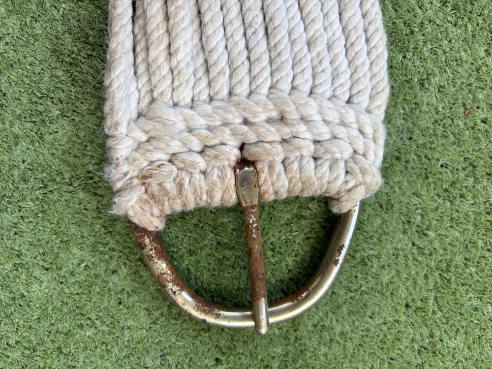 String Western Girth, White with red accents.