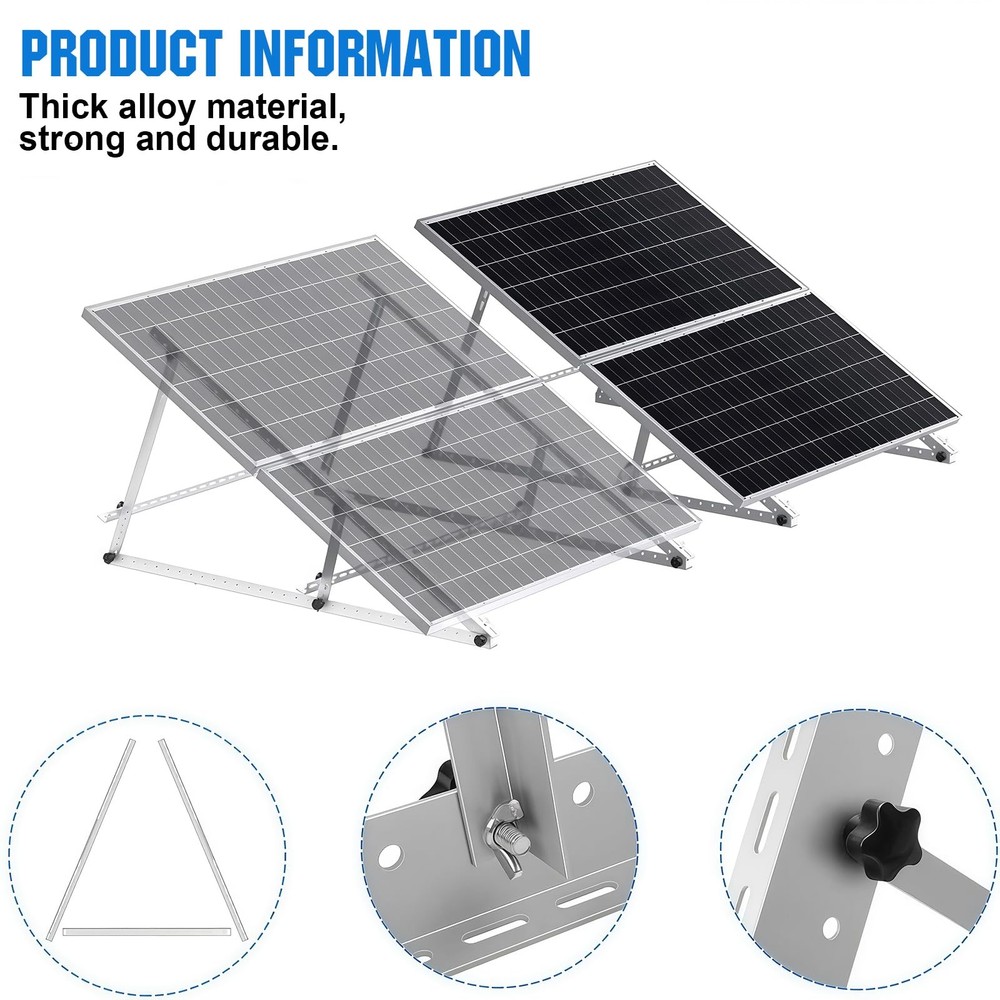 Solar Panel Mounting Brackets 2 Sets 46" w/Beam Reinforcement for 2-4 Panels