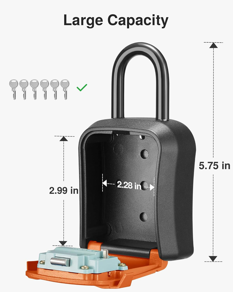 Lock Box, Key Lock Box Wall Mount & Portable Combination Lockbox with Resettable
