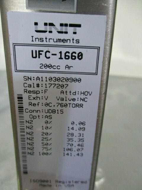 Unit Model 1660, Mass Flow Controller, UFC-1660, 200 cc / Ar, 421840