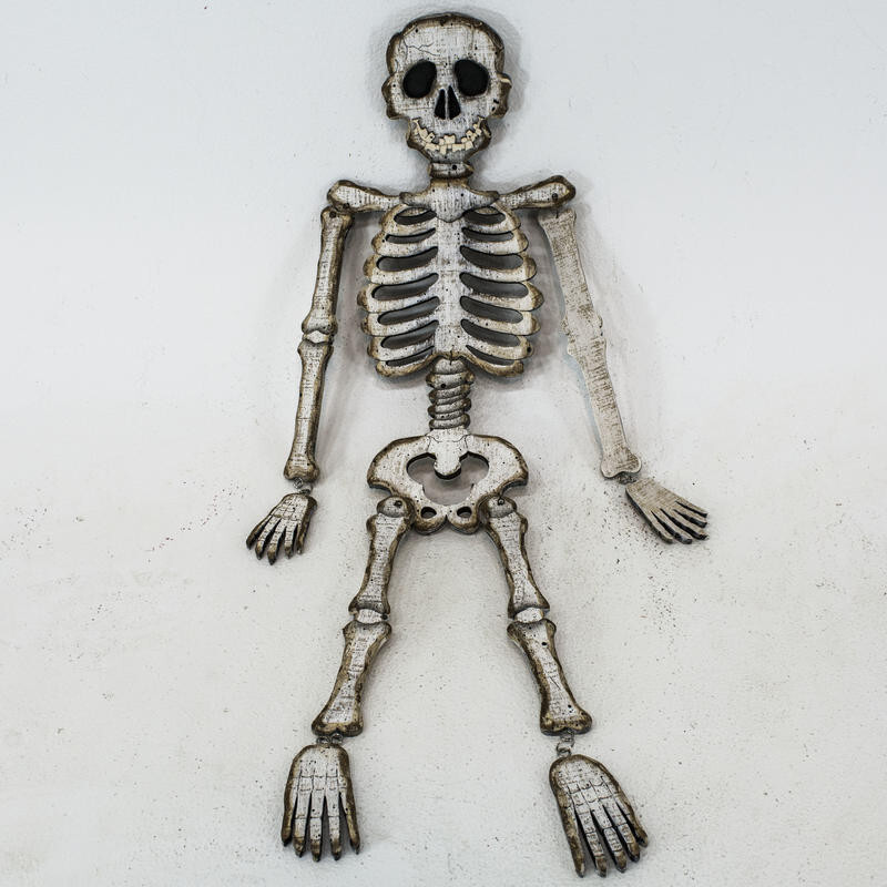 Rustic Wood 28" Hanging Halloween Skeleton