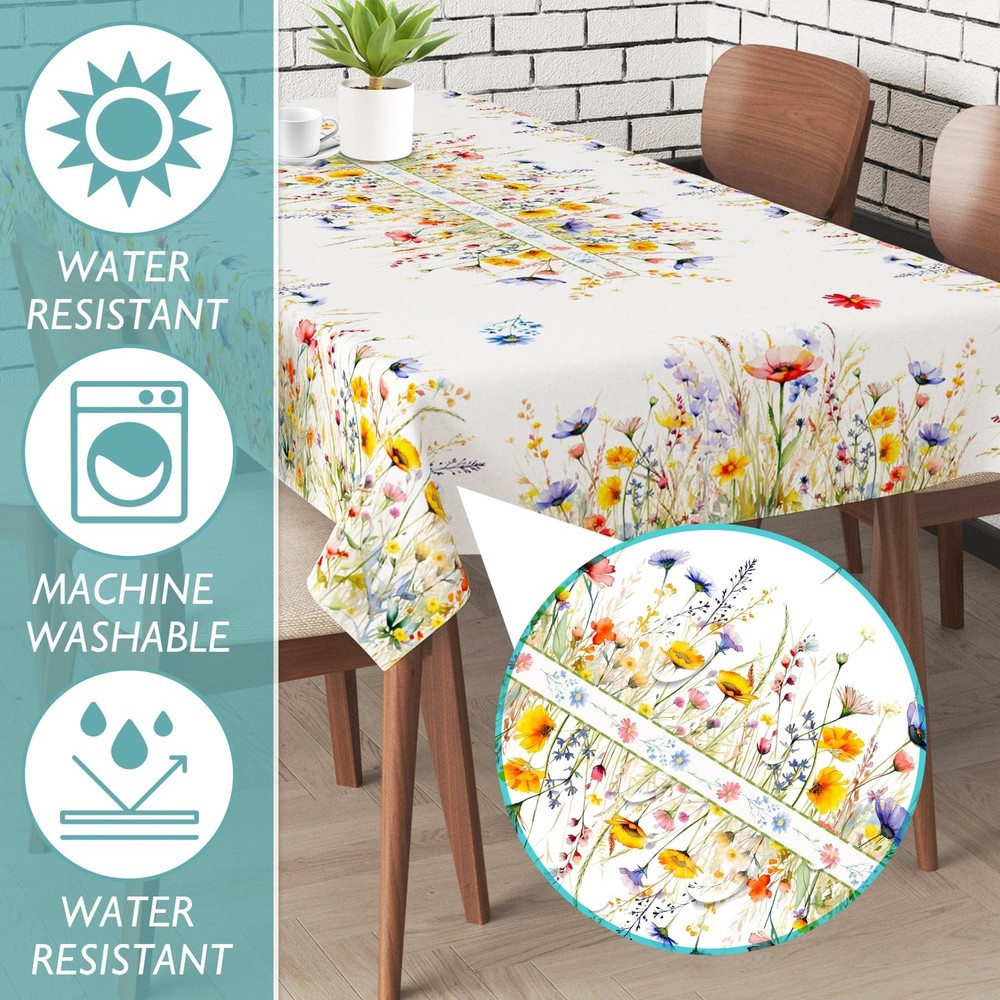 Spring Tablecloth 60x84 Inch for Rectangle Tables - Blooming Flower Spring De...