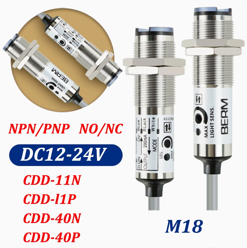M18 NPN/PNP Photoelectric Sensor Switch Diffuse Reflection CDD-11N/40N DC12-24V