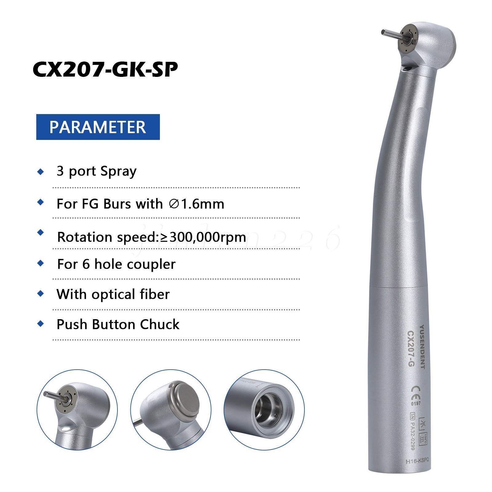 COXO Dental High Speed Handpiece Fiber Optic Turbine KaV MULTIflex LED Coupling