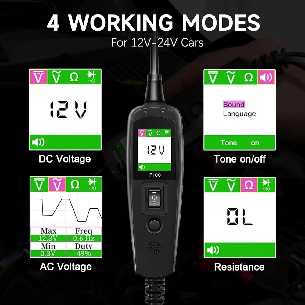 40FT Automotive Circuit Tester with Flashlight - Efficient Car Diagnostic Tool