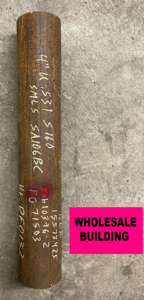 4" O.D. BLACK STEEL, NON THREADED, 3 FT LONG WELDED PIPE