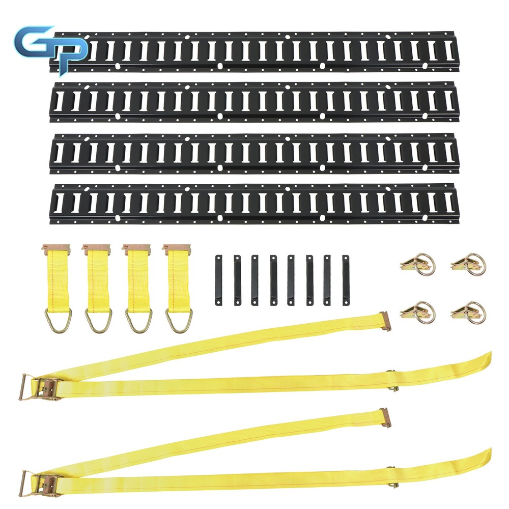 22 Pack E Track Tie Down Rail Kit  4' E Track Rails End Caps ETrack Straps