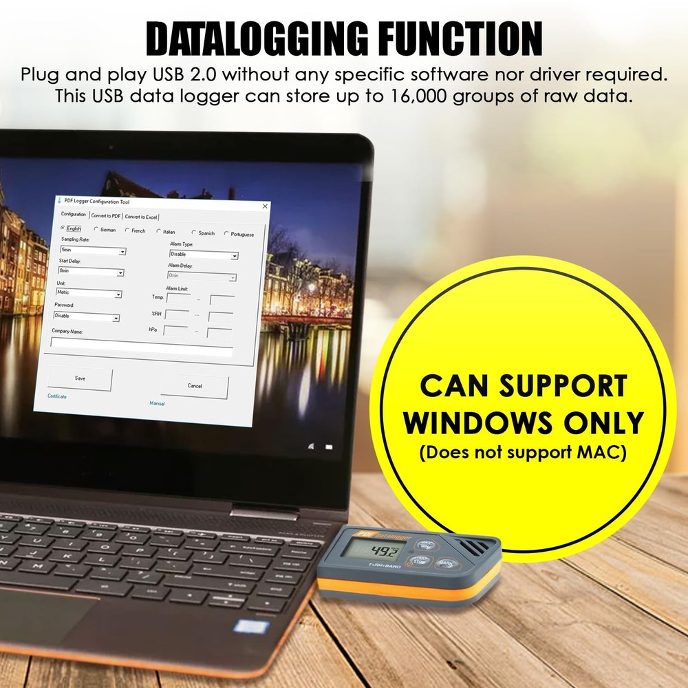 USB Temperature Logger Humidity Data Logger Barometric Pressure Recorder Generat