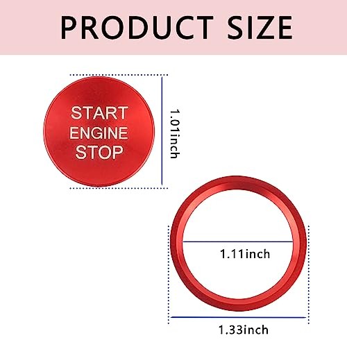 Car Push Start Button Cover Compatible with Audi,Aluminum Engine Start Stop Red