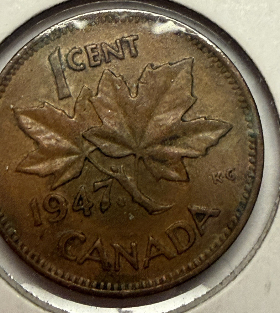 1947 Canada 1 Cent – George VI – Maple Leaf – Circulated - KM#41