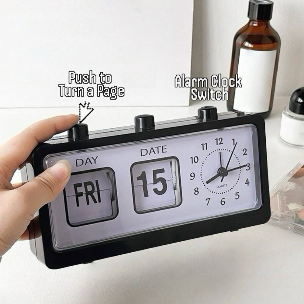 Electronic Manual Page-flipping Calendar Clock Table Clock  Office Decor