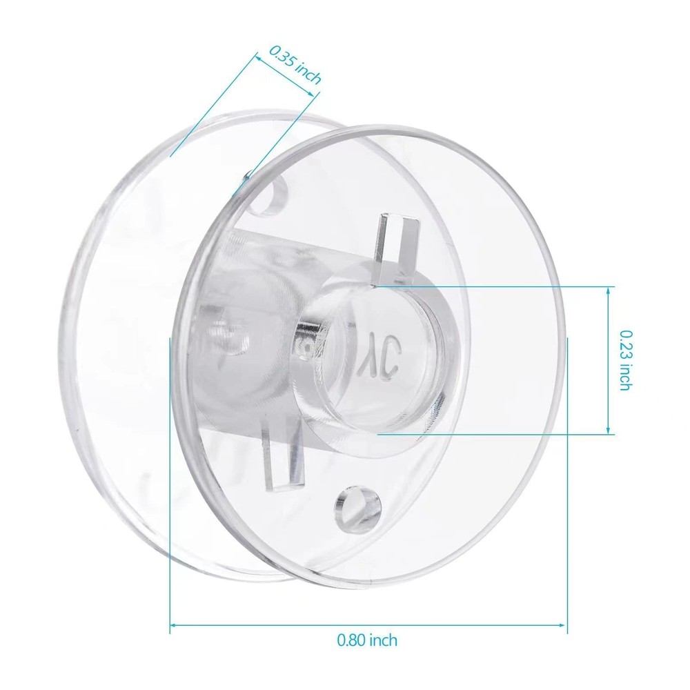Sewing Machine Bobbins Class 15, 25Pcs , Plastic With Case, Clear