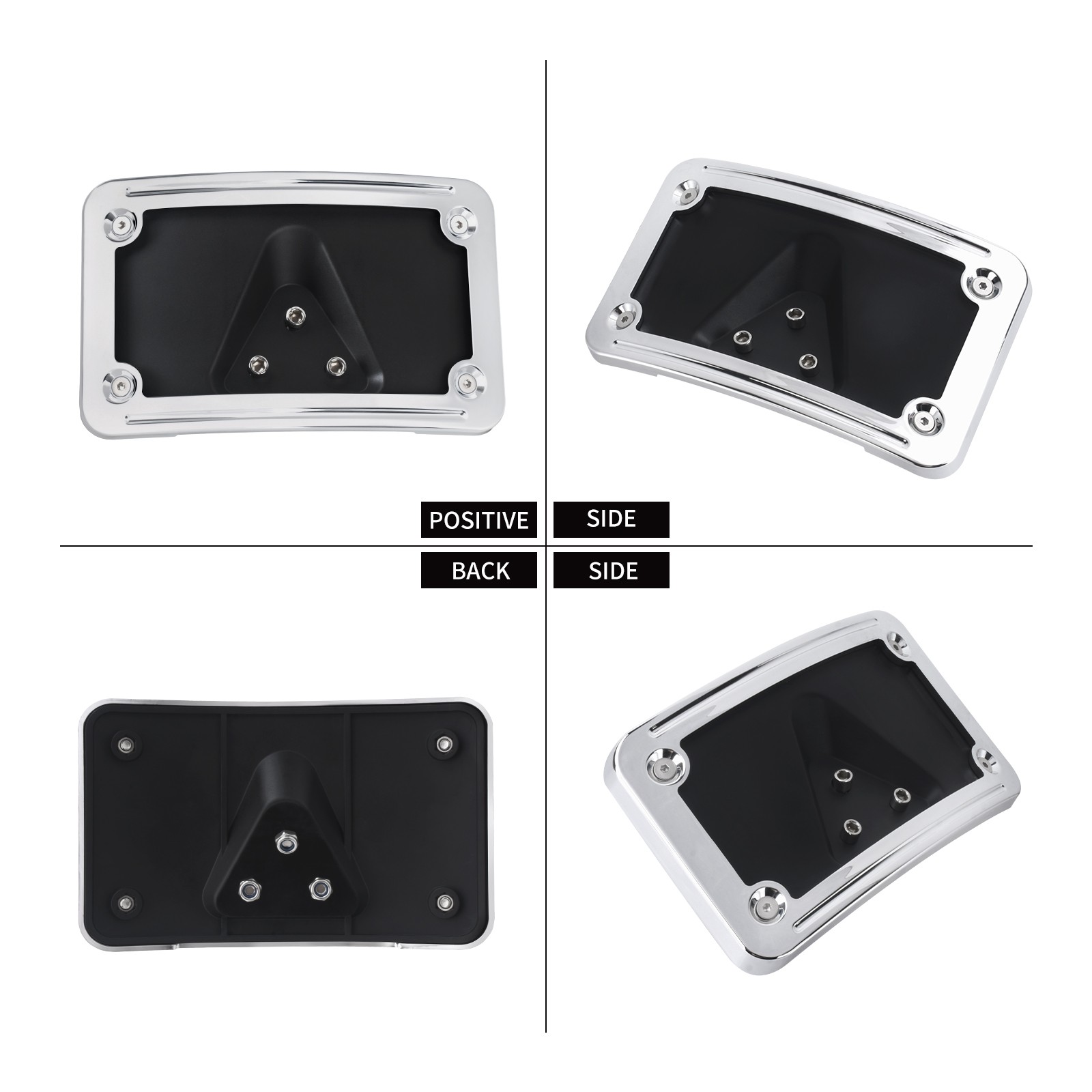 Chrome Curved Laydown License Plate Mount Bracket For Harley Softail Sportster