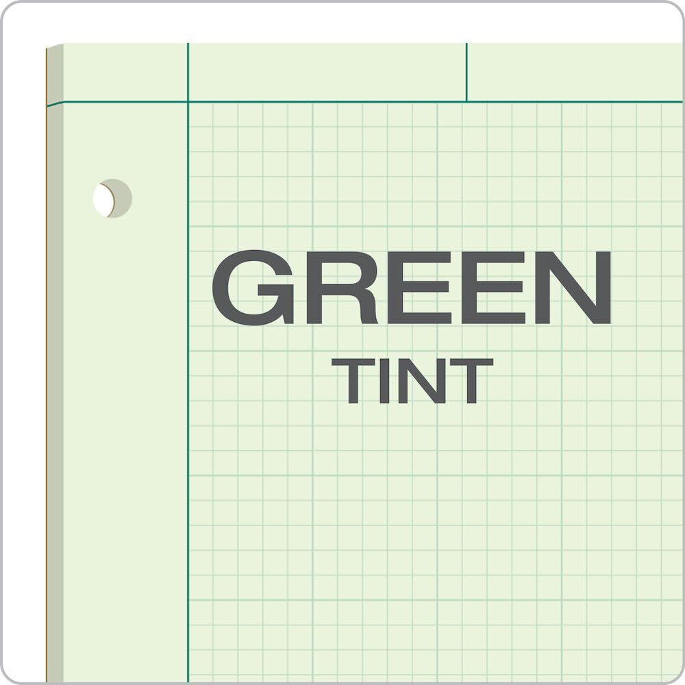 Engineering Computation Pad Glue Top Graph Rule On Back Green Tint Paper 8-1/2