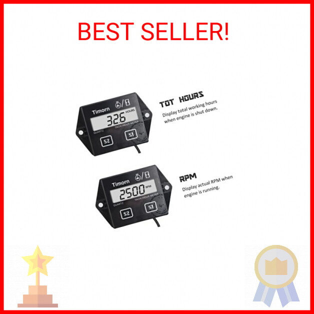 Tachometer for Small Engine,Inductive Hour Meter for 2 Stroke & 4 Stroke Small E