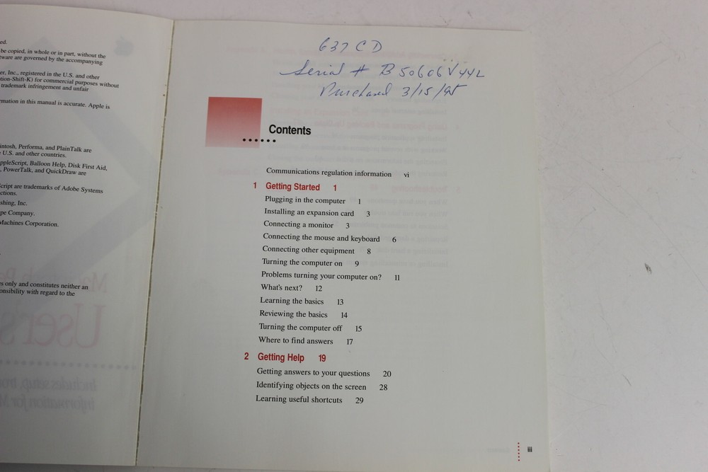 APPLE MACINTOSH PERFORMA USER'S GUIDE PERFORMA 600 SERIES 030-6356-A