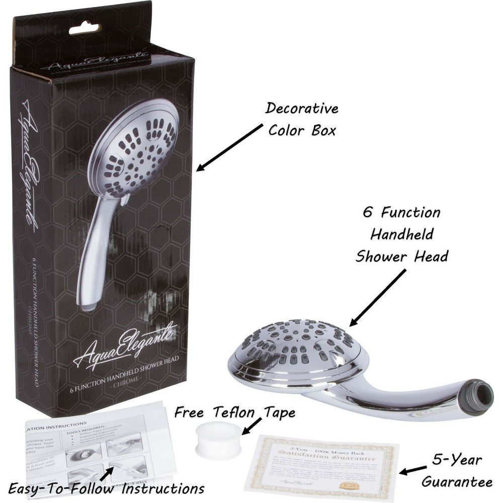 6 Function Handheld Shower Head (Aqua Elegante) - Chrome