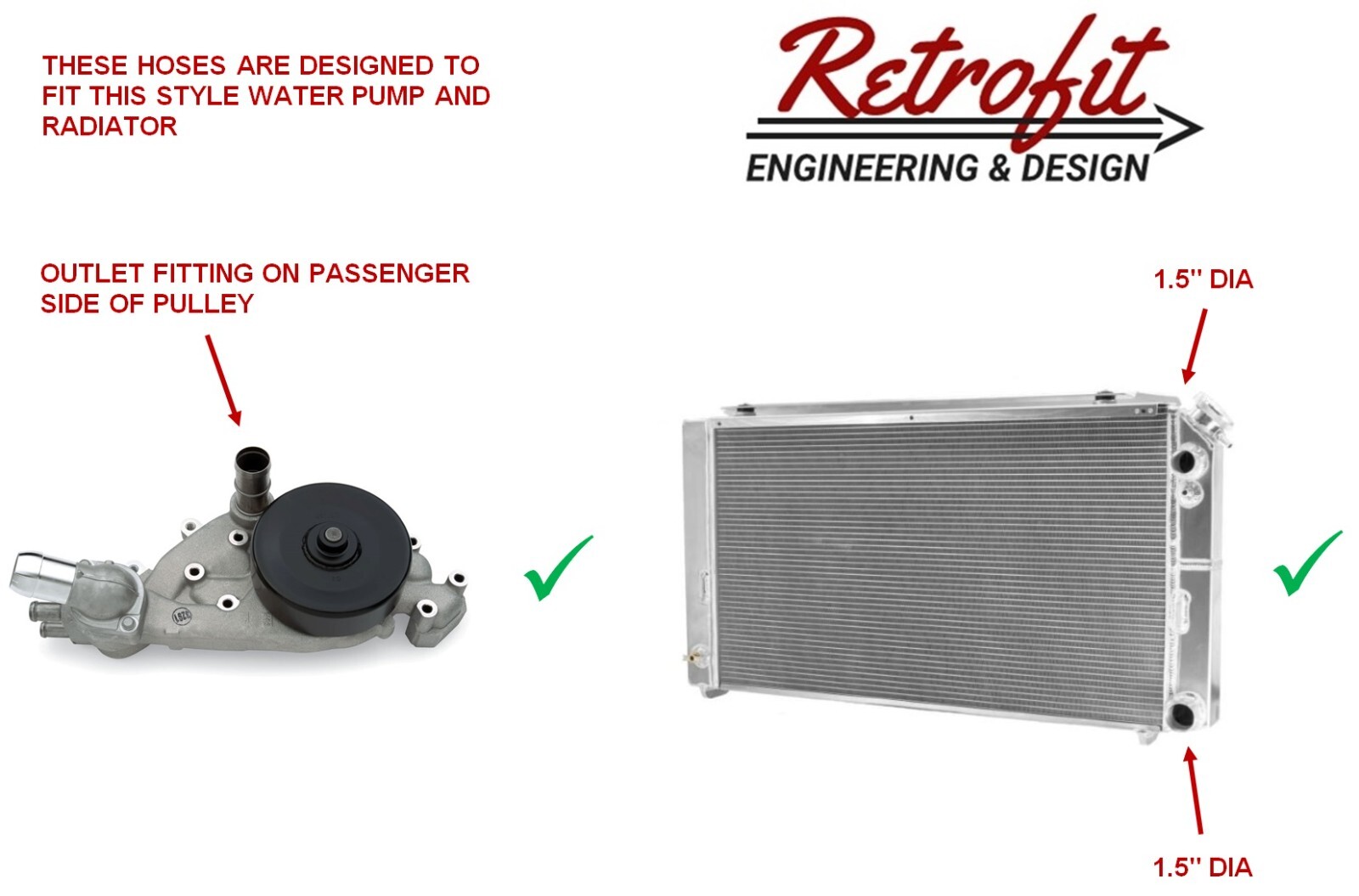 1978-88 Monte Carlo Cutlass LS Swap Radiator Hose Kit [1027UL] LS1/LS2 Dual Pass