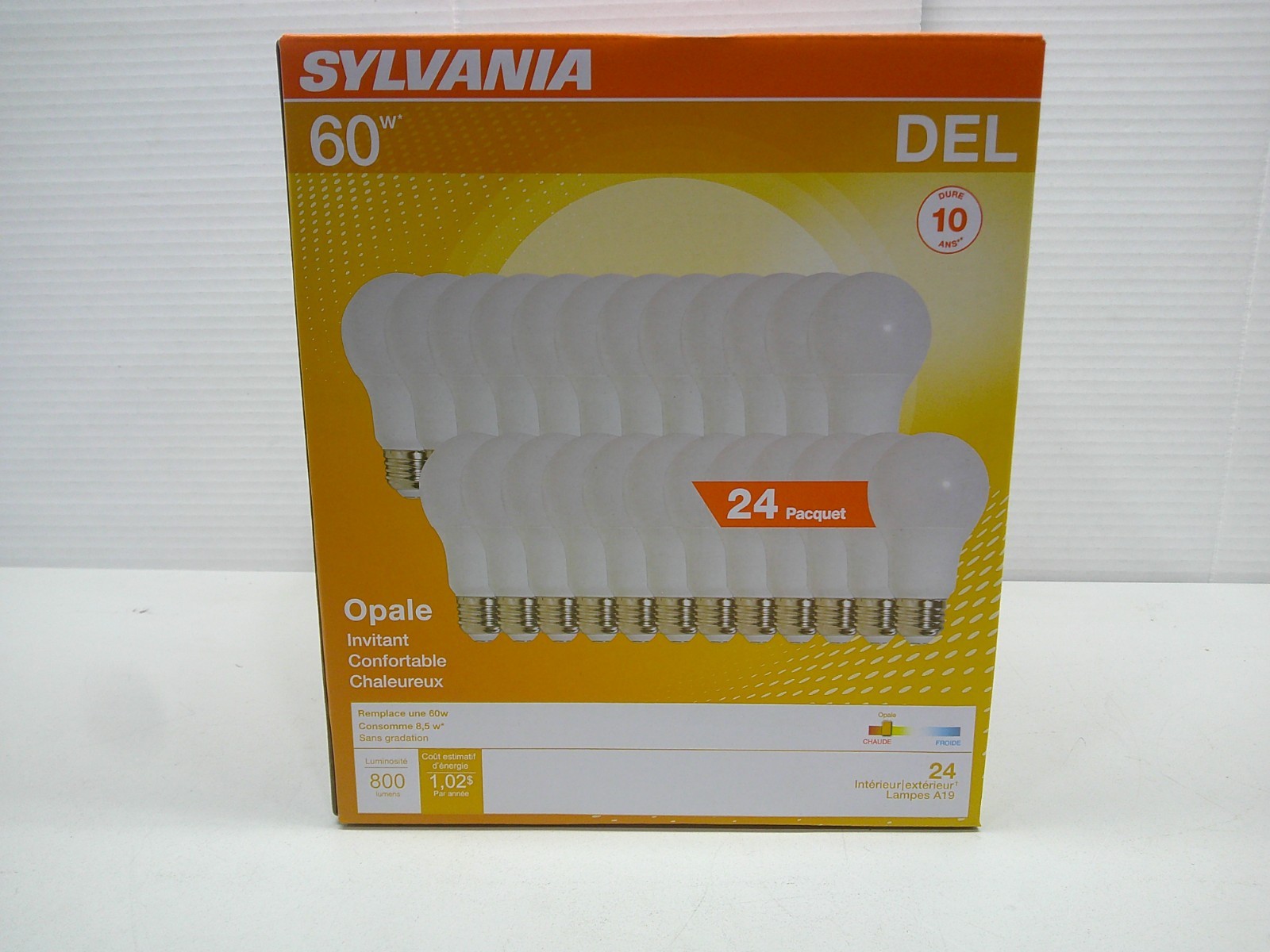 24 pack Sylvania 8.5 Watt 60 Watt Equivalent A19 LED Light Bulb in 2700K 74765