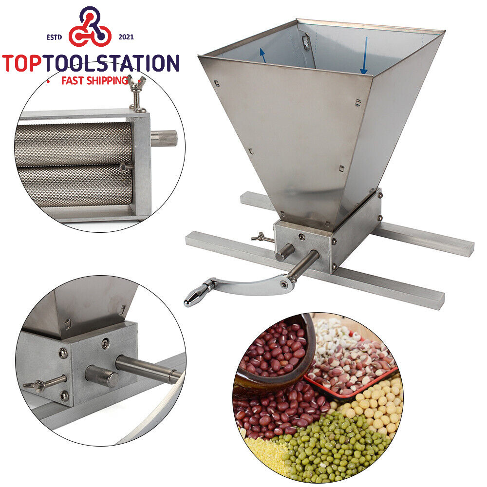 Manual Grain Mill Wheat Grinder Oat Feed Grinding Machine w/ 2 Rollers Stainless