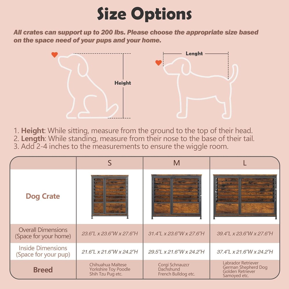 Large Dog Crate Furniture Heavy Duty Dog Kennel House Wooden Dog Cage End Table