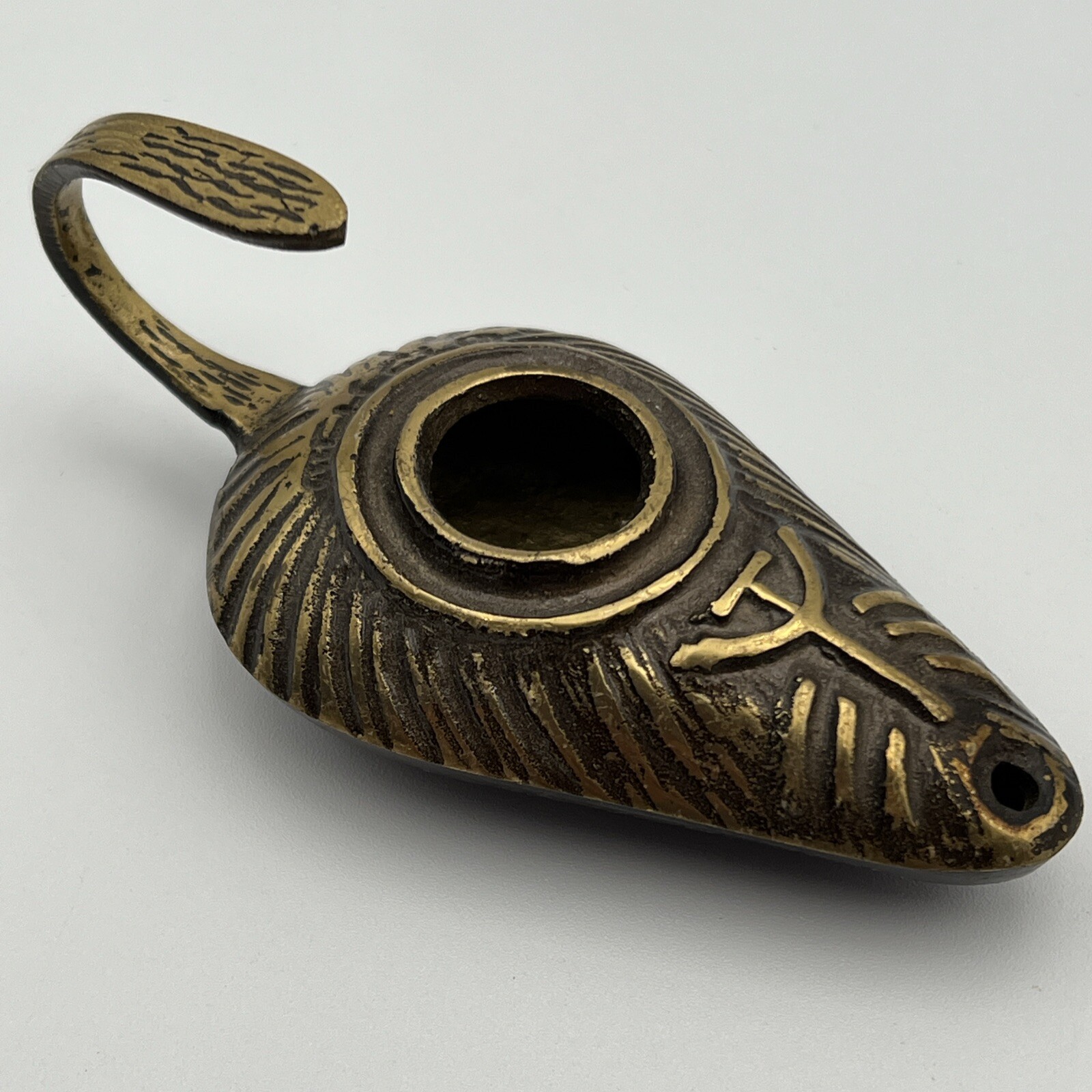 Vtg Brass Etched Incense Burner Holder Jerusalem Metal Decor Ornate