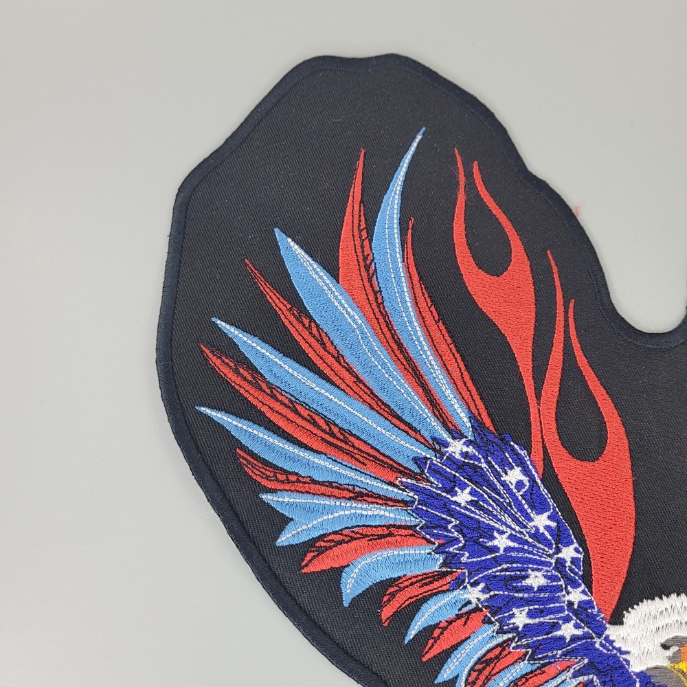 Large American Firefighter Bald Eagle w/ Flames Embroidered Patch 11.5"