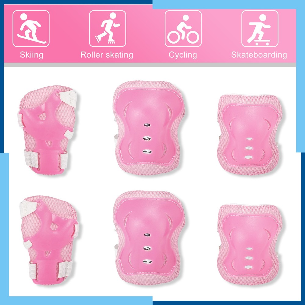 Universal Pack (6) Wrist Elbow Knee Protectors Support Protector Pink