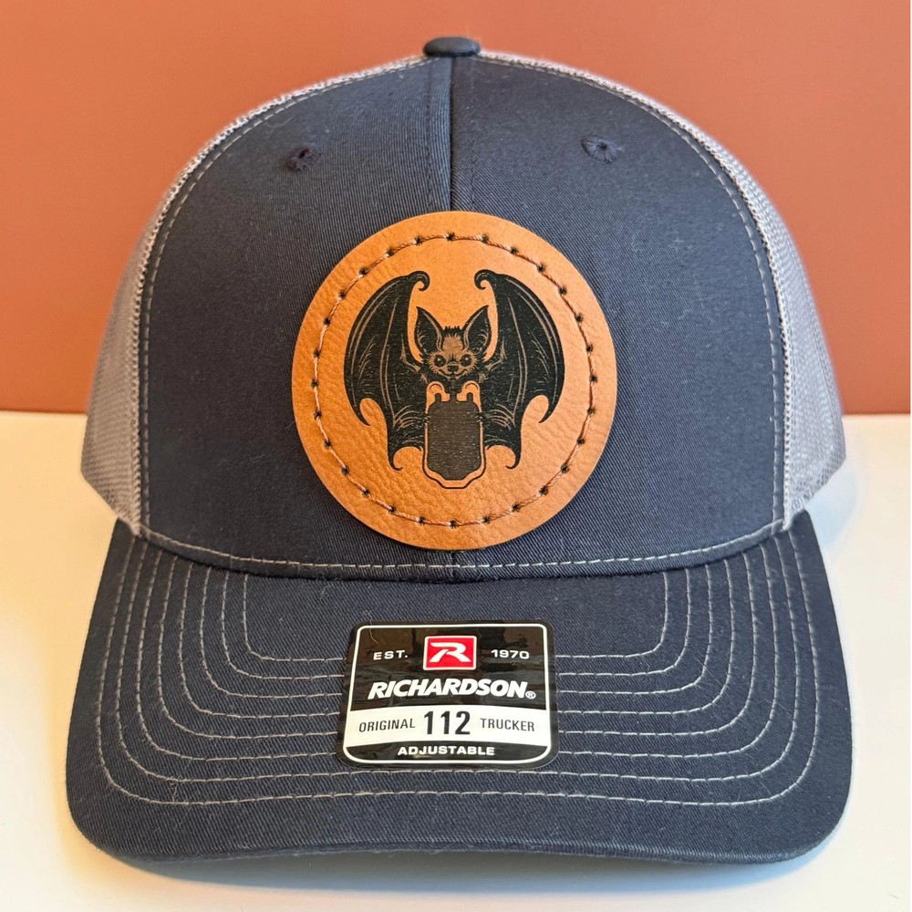 Vampire Bat Blood Bag Patch Hat – Hand Sewn Leatherette Patch Snapback