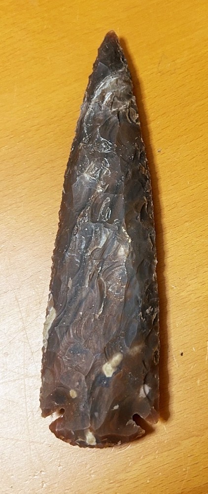 VERY NICE      7" Flint Spearhead Arrowhead